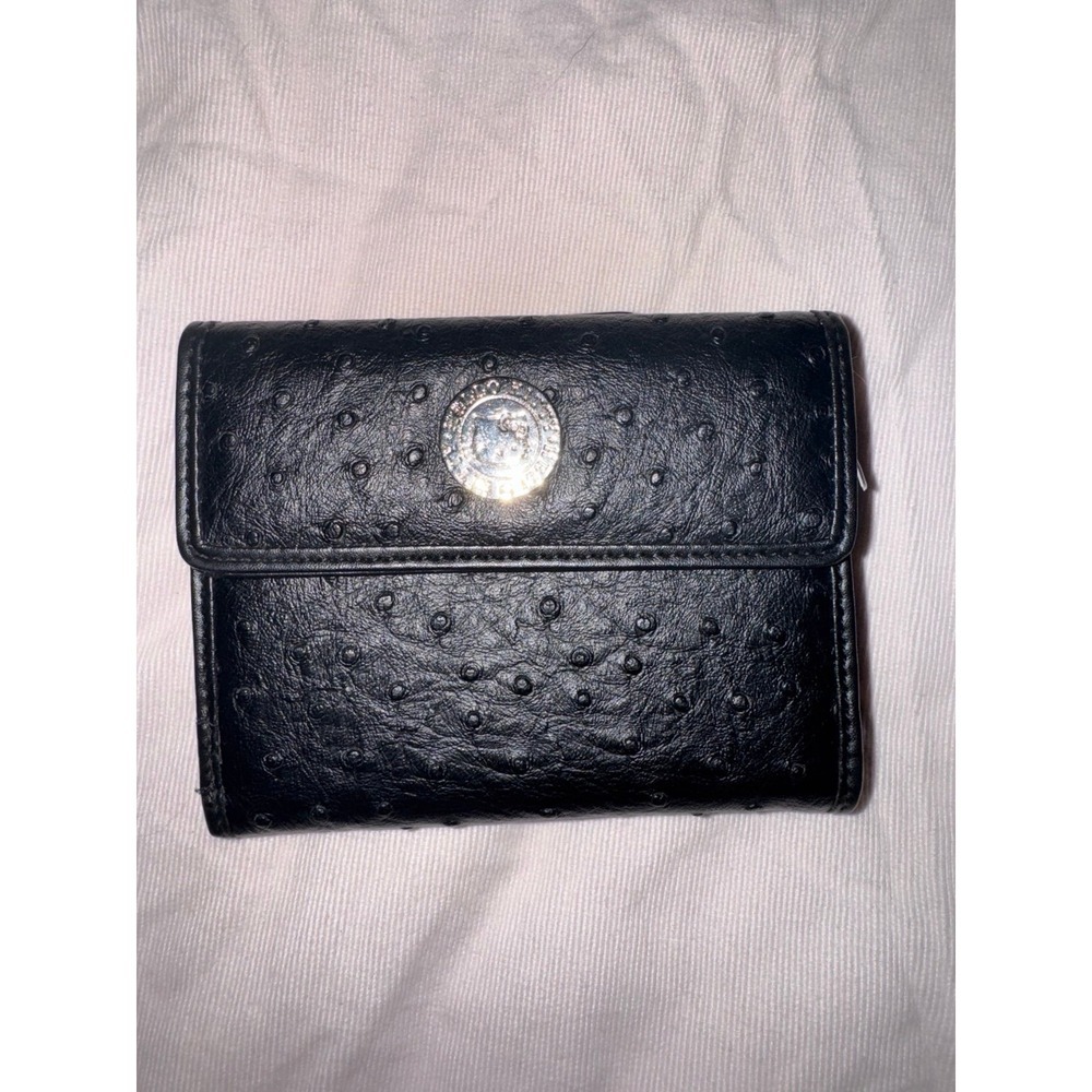 Hello Kitty faux leather ostrich skin black‎ kiss lock compact flap wallet